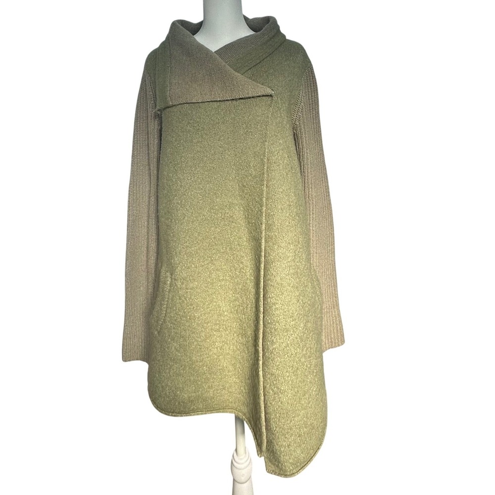 Anthropology‎ La Fee Verte Knit Cardigan Wrap Sweater S Olive Green Asymmetric